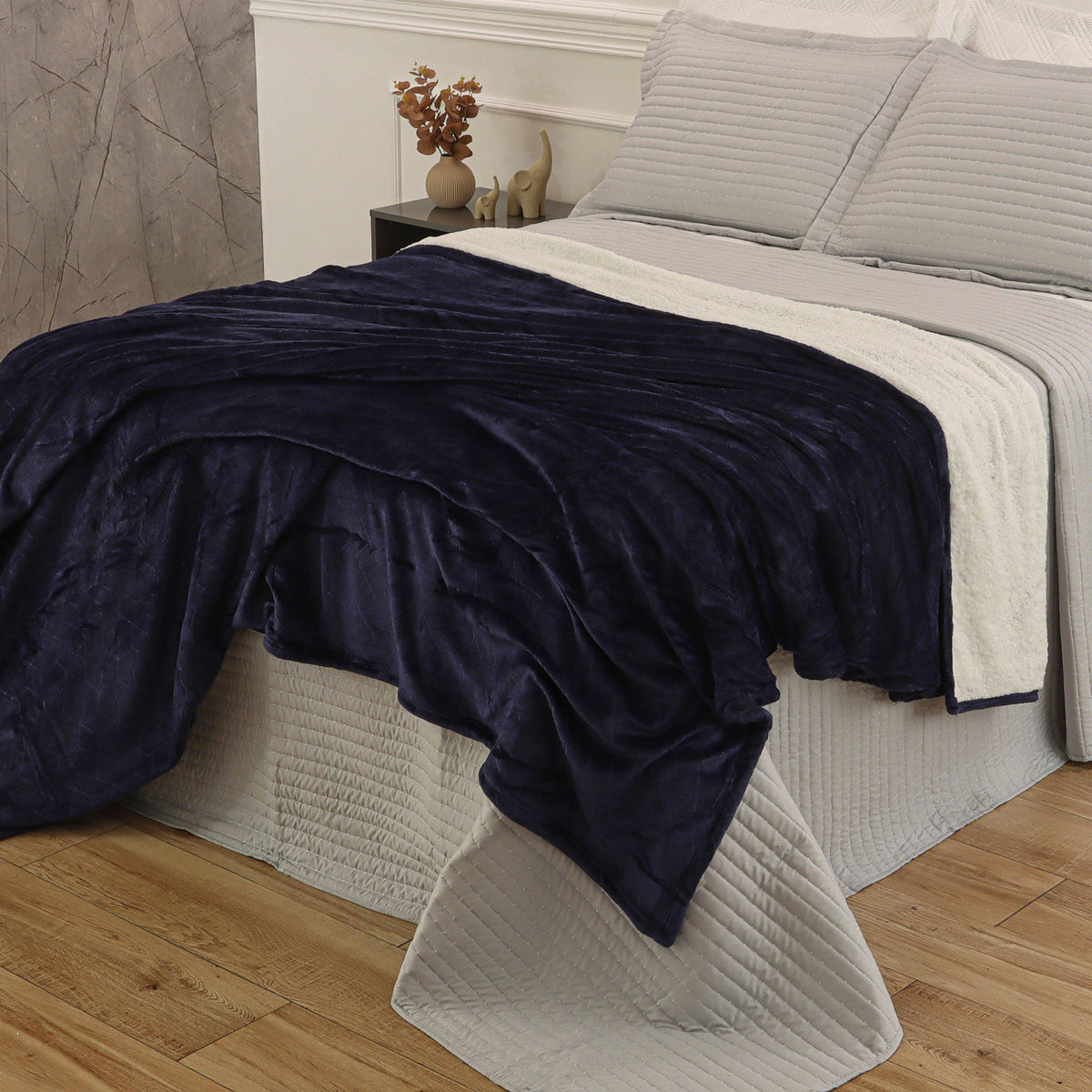MANTA SHERPA QUEEN DELUXE - AZUL 19-4027