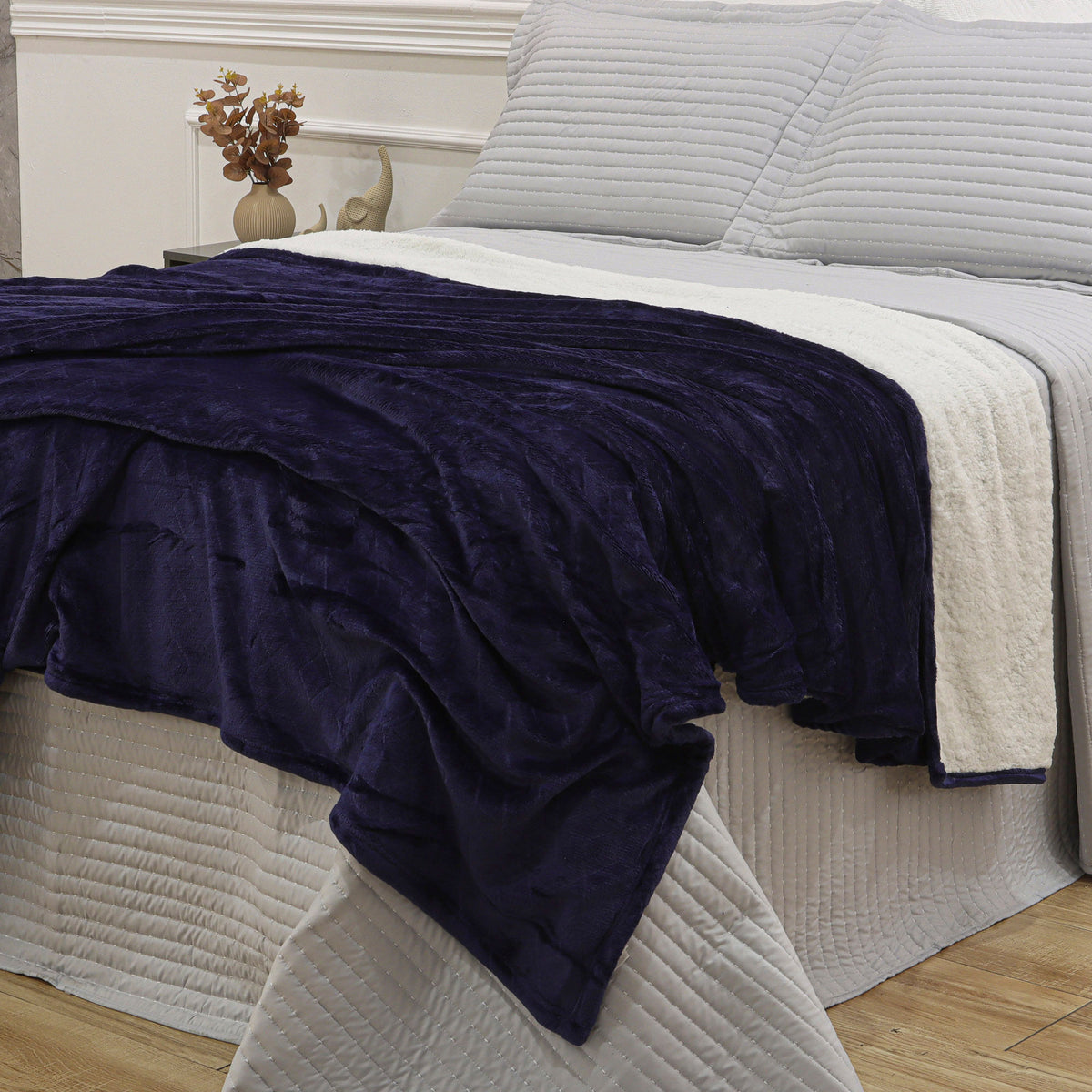 MANTA SHERPA QUEEN DELUXE - AZUL 19-4027