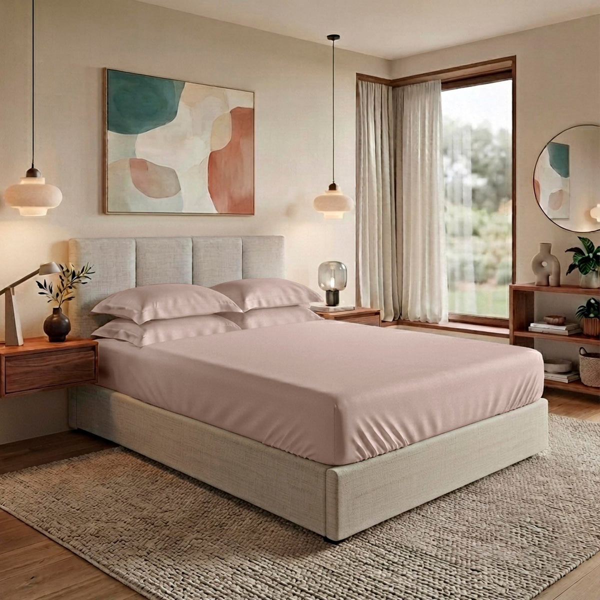 LENÇOL COM ELASTICO  CASAL  400 FIOS SUPREME - ROSA 14-3803