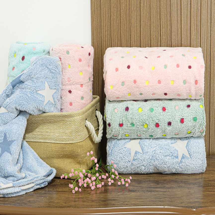 MANTA CASAL FLANNEL EFEITO  BORDADA - POA ROSA 15-1614