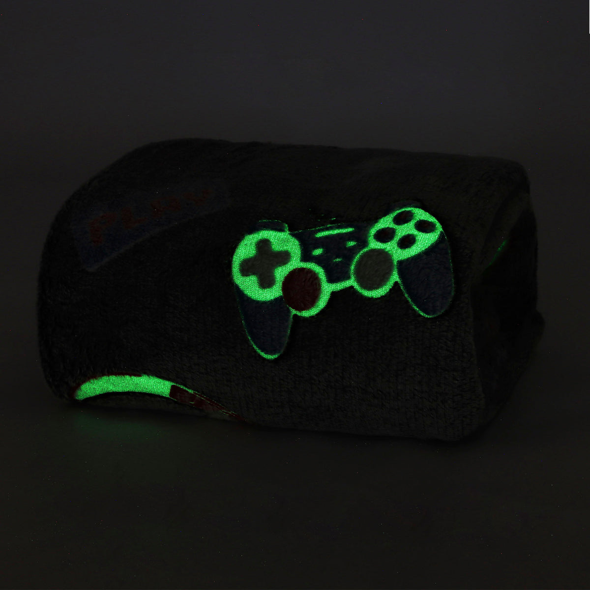 MANTA SOLTEIRO EFEITO BORDADO GLOW - game preto