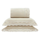 Kit Cama Casal Bordado Inglês - BEGE