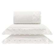 Kit Cama Casal Bordado Inglês - BRANCO