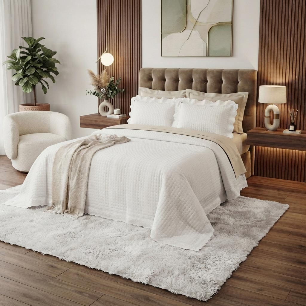 Kit Cama Queen Bordado Inglês - BRANCO