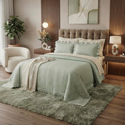 Kit Cama Casal Bordado Inglês - VERDE