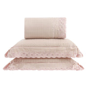 Kit Cama Casal Bordado Inglês - ROSA