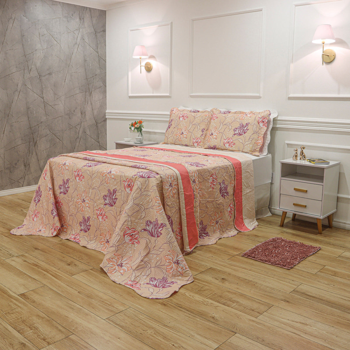 KIT CAMA KING ULTRA LISSE BELLE - ROSA EST