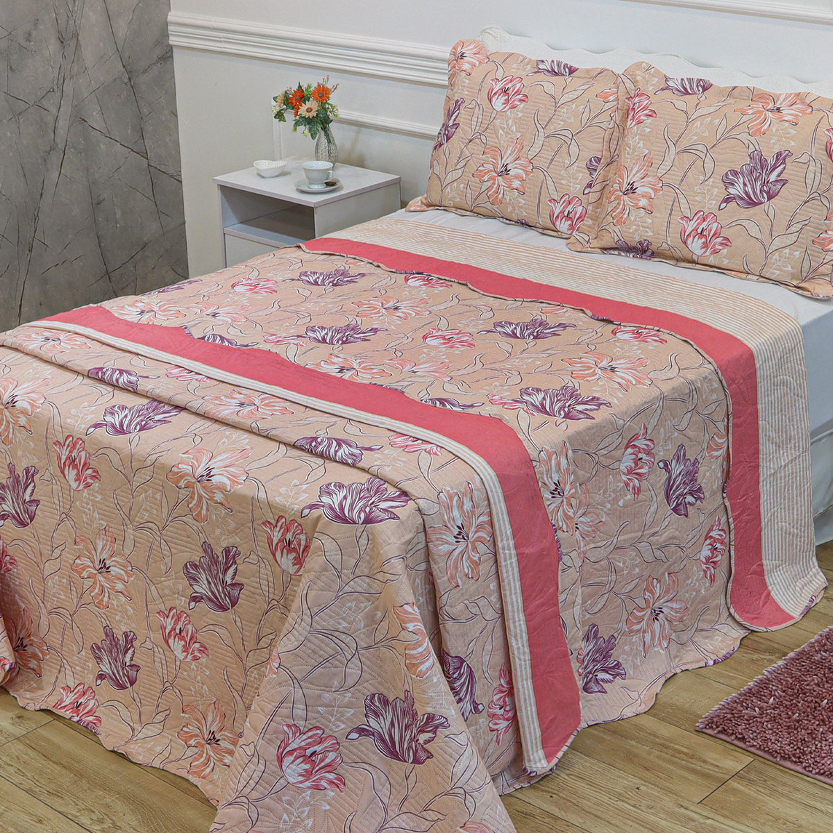 KIT CAMA SOLTEIRO ULTRA LISSE BELLE - ROSA EST