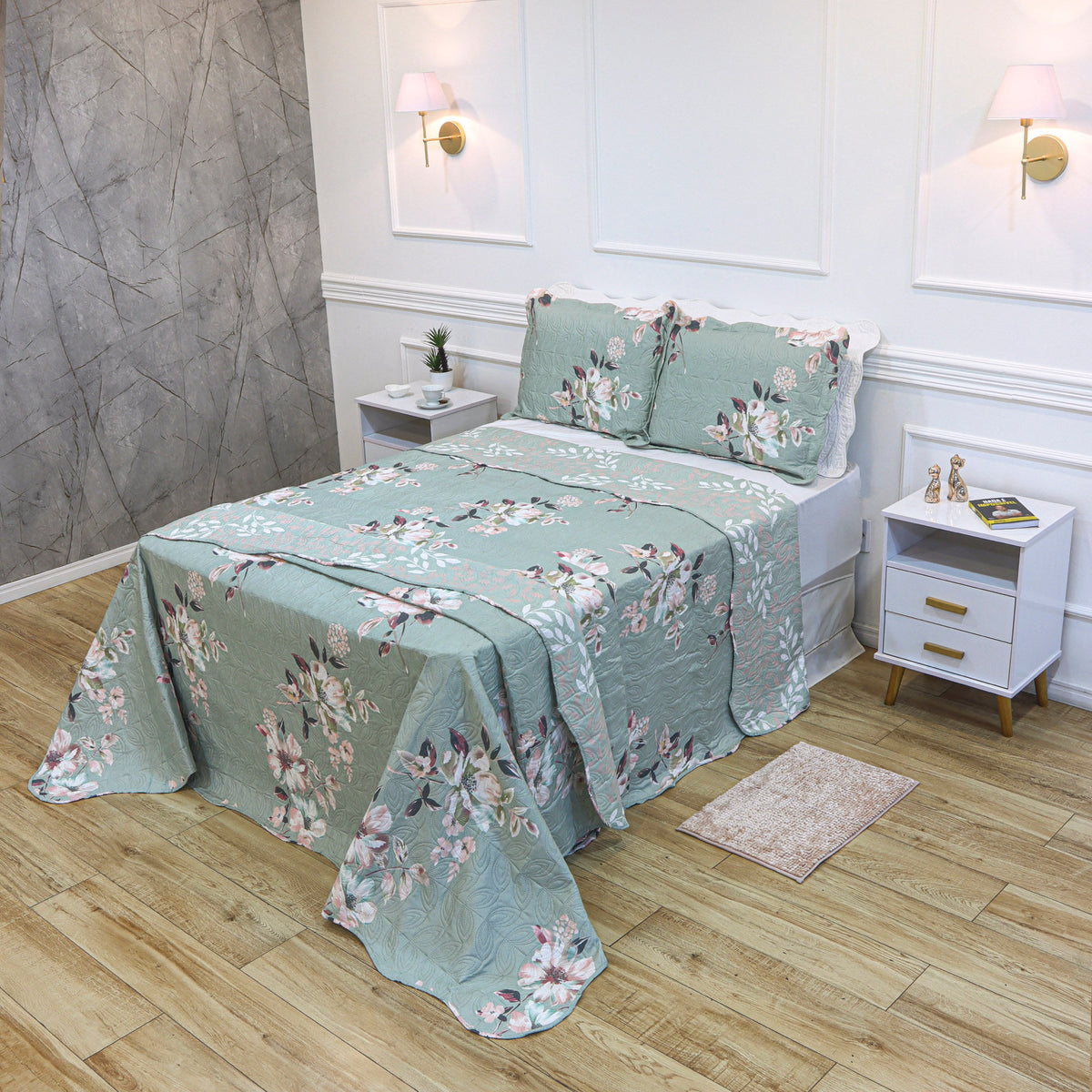 KIT CAMA CASAL ULTRA LISSE BELLE - VERDE EST