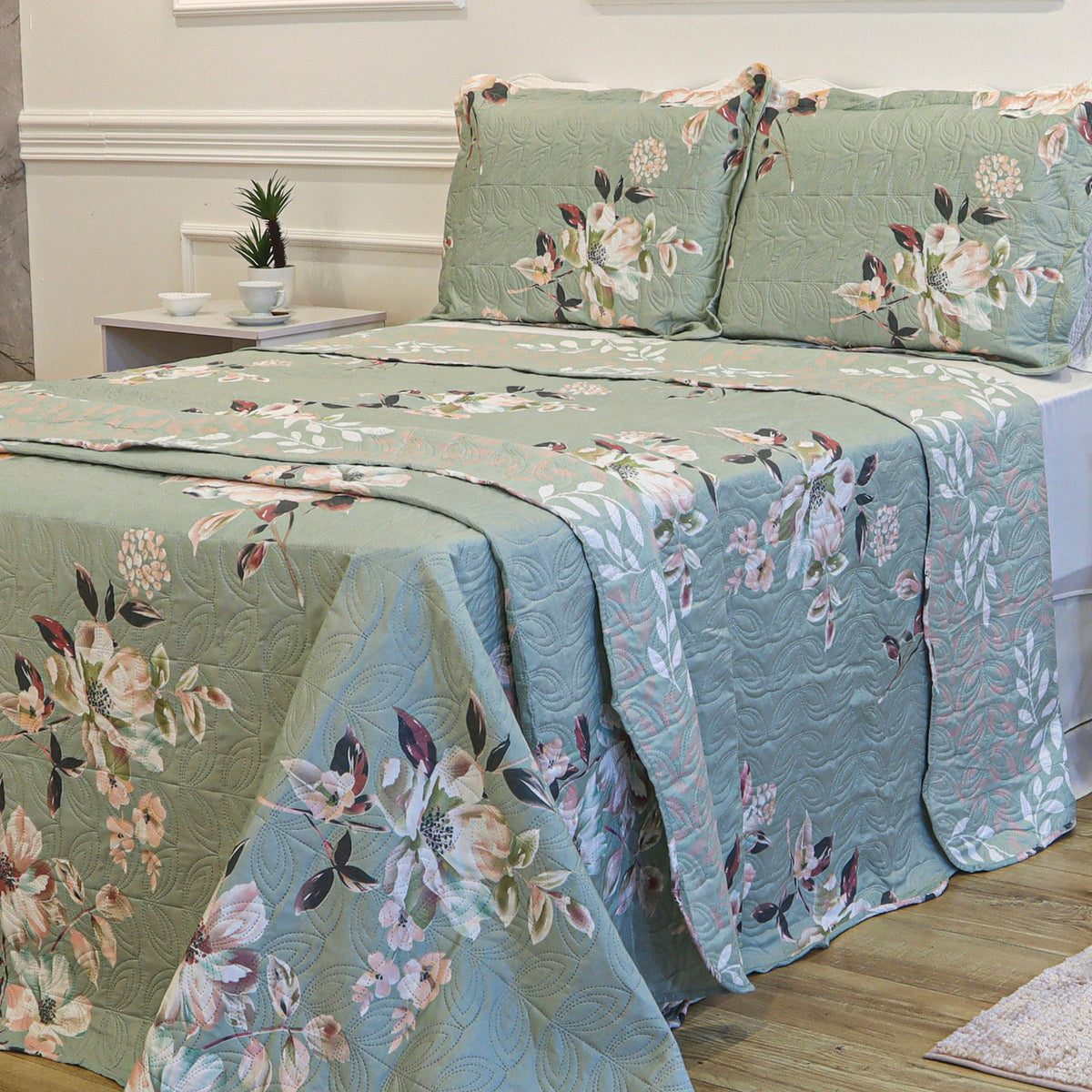 KIT CAMA CASAL ULTRA LISSE BELLE - VERDE EST