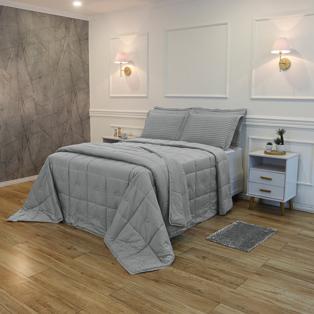 EDREDOM CASAL HOTEL JACQUARD - CINZA 14-4203
