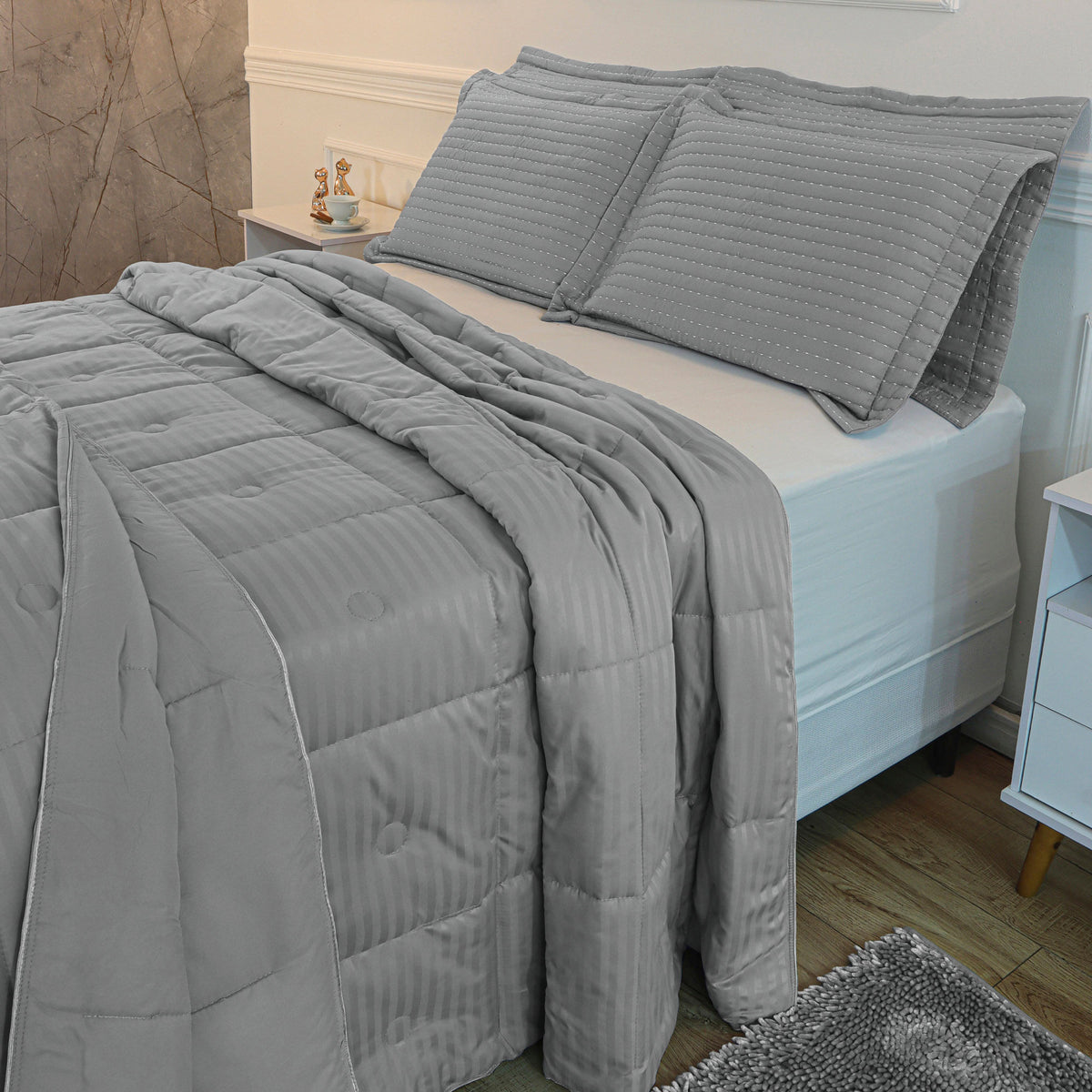 EDREDOM KING HOTEL JACQUARD - CINZA 14-4203
