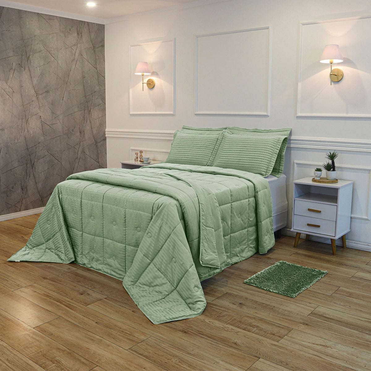 EDREDOM CASAL HOTEL JACQUARD - Verde 12-4705