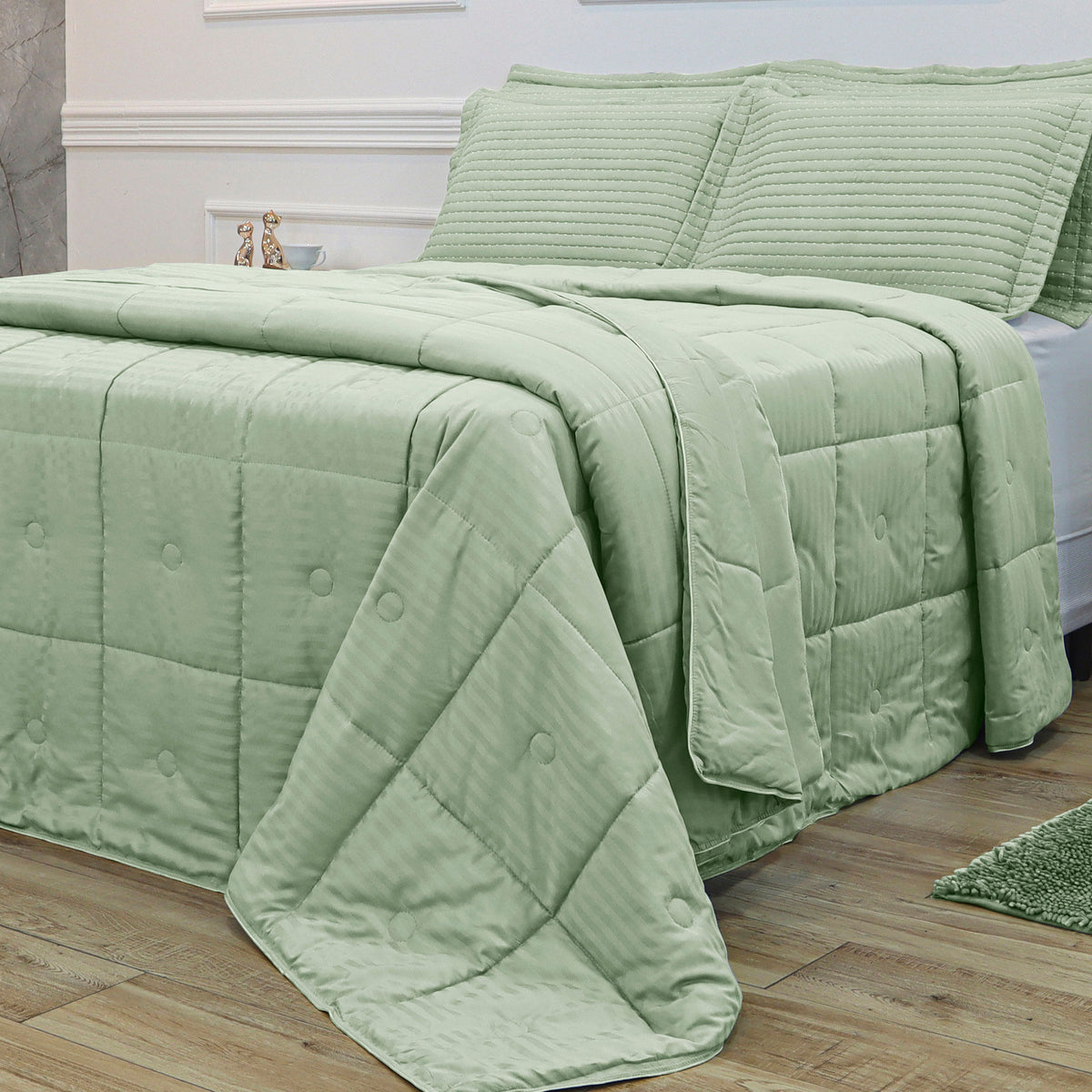 EDREDOM CASAL HOTEL JACQUARD - Verde 12-4705