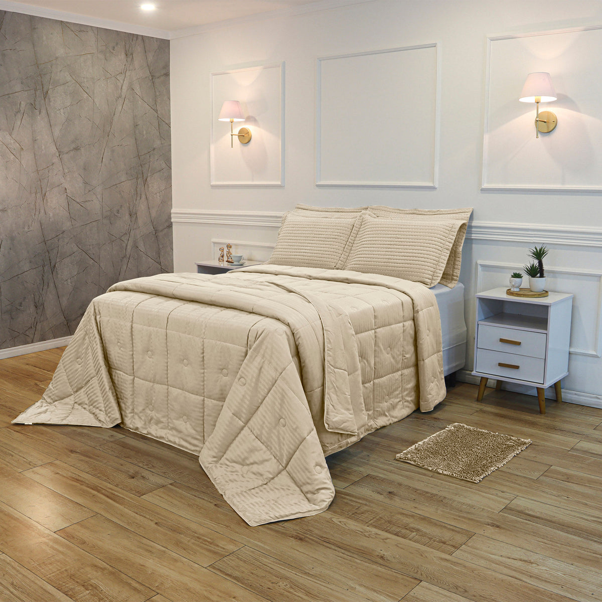EDREDOM KING HOTEL JACQUARD - Bege 11-0701