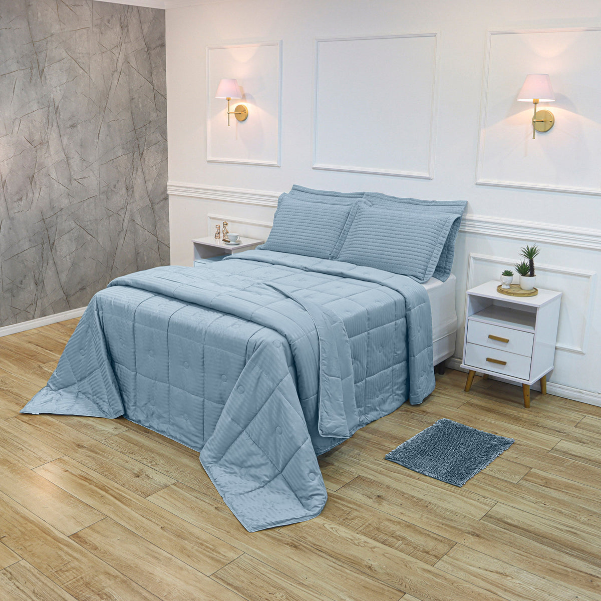 EDREDOM KING HOTEL JACQUARD - Azul 13-4111