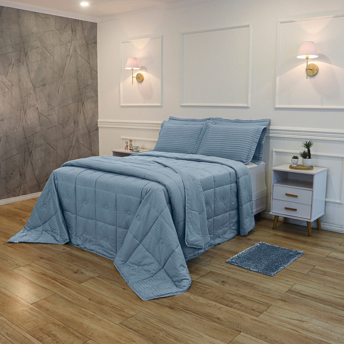 EDREDOM QUEEN HOTEL JACQUARD - Azul 13-4111