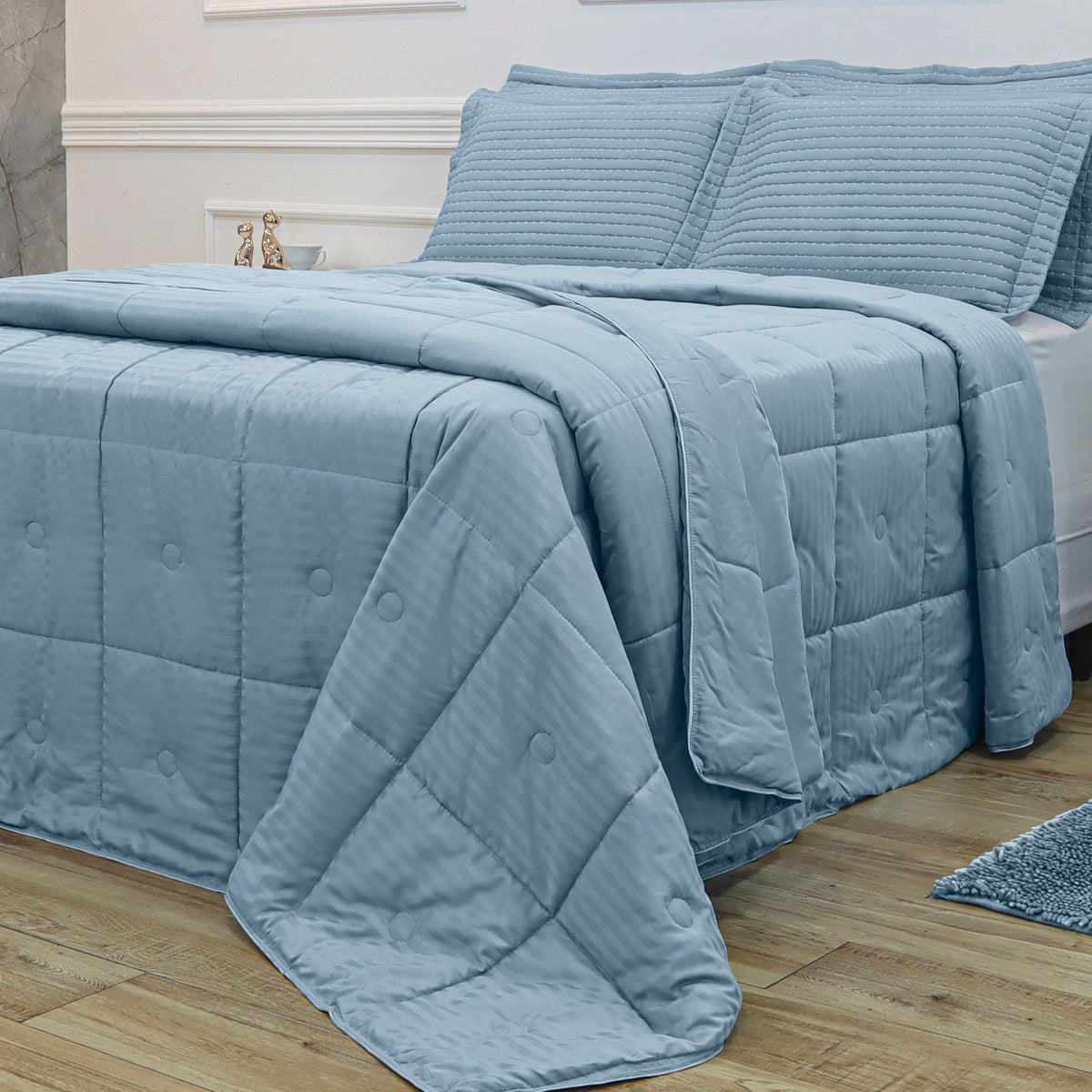 EDREDOM QUEEN HOTEL JACQUARD - Azul 13-4111