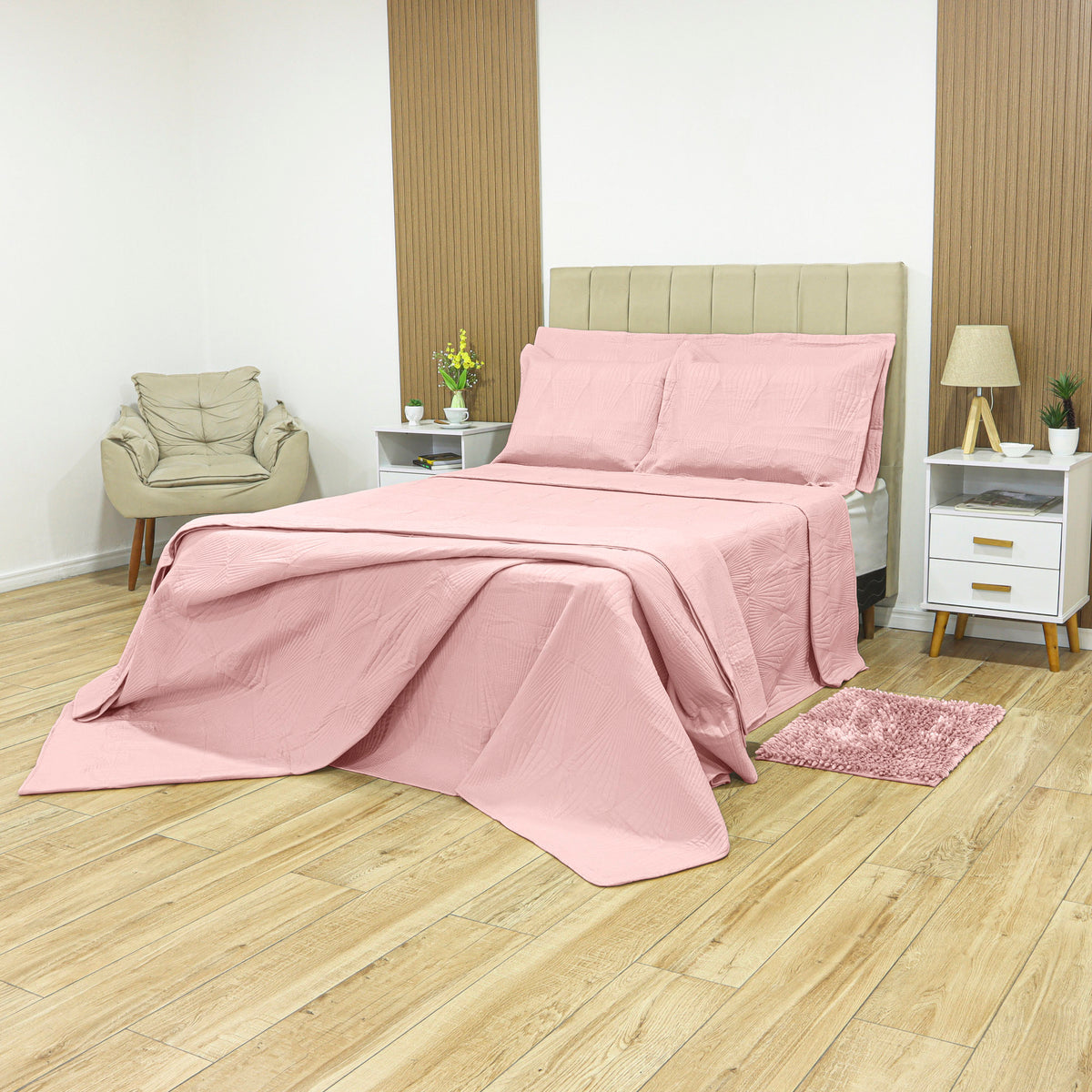 KIT CAMA KING 3P MATELADO DUBAI CLASSIC - ROSA 14-1803