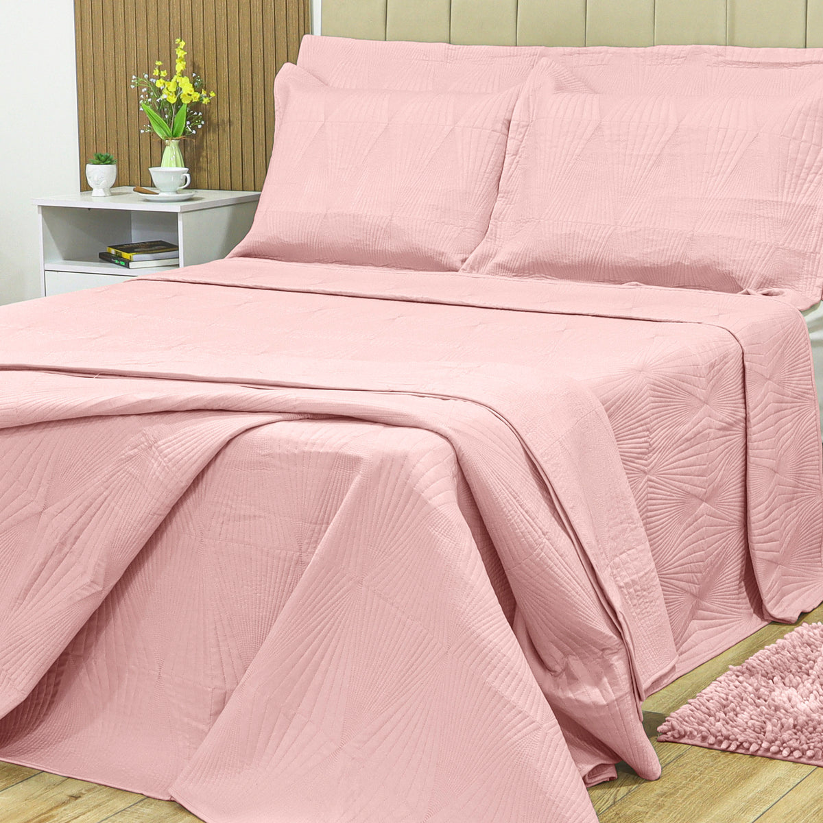 KIT CAMA KING 3P MATELADO DUBAI CLASSIC - ROSA 14-1803
