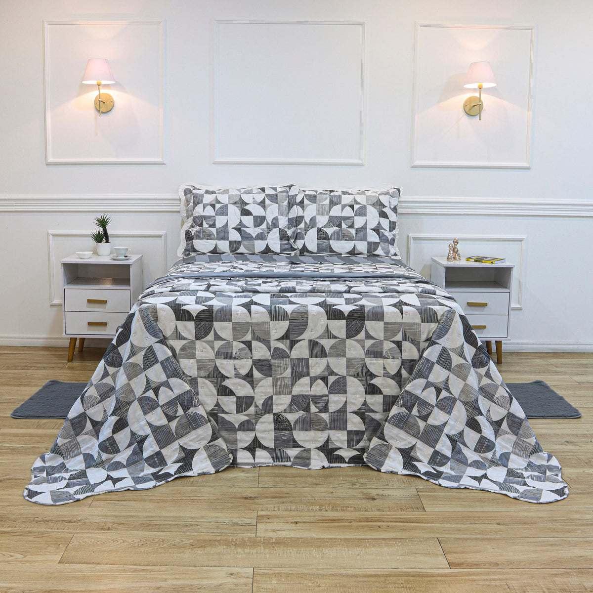 KIT CAMA KING ULTRA LISSE BELLE - CINZA GEO