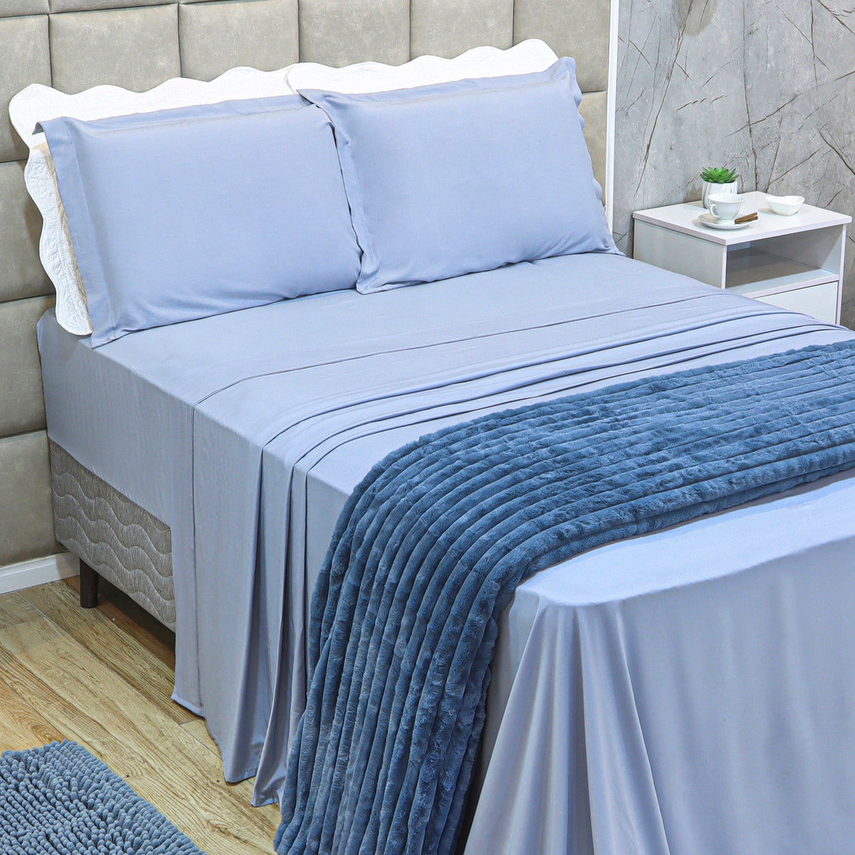JOGO DE CAMA  KING 400 FIOS BAMBU SUPREME - AZUL