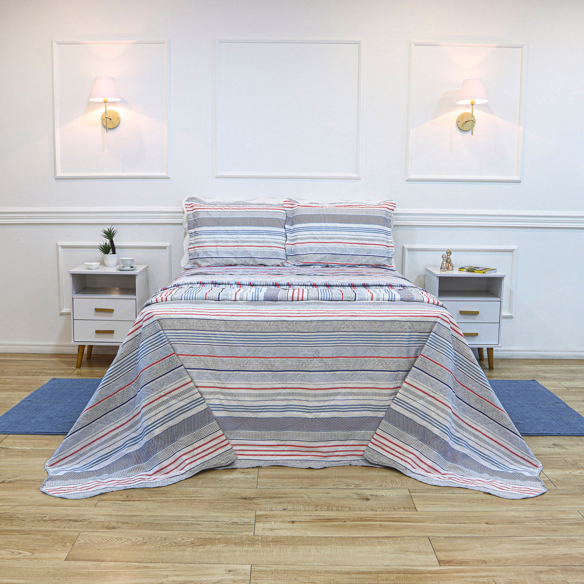 KIT CAMA KING ULTRA LISSE BELLE - AZUL GEO