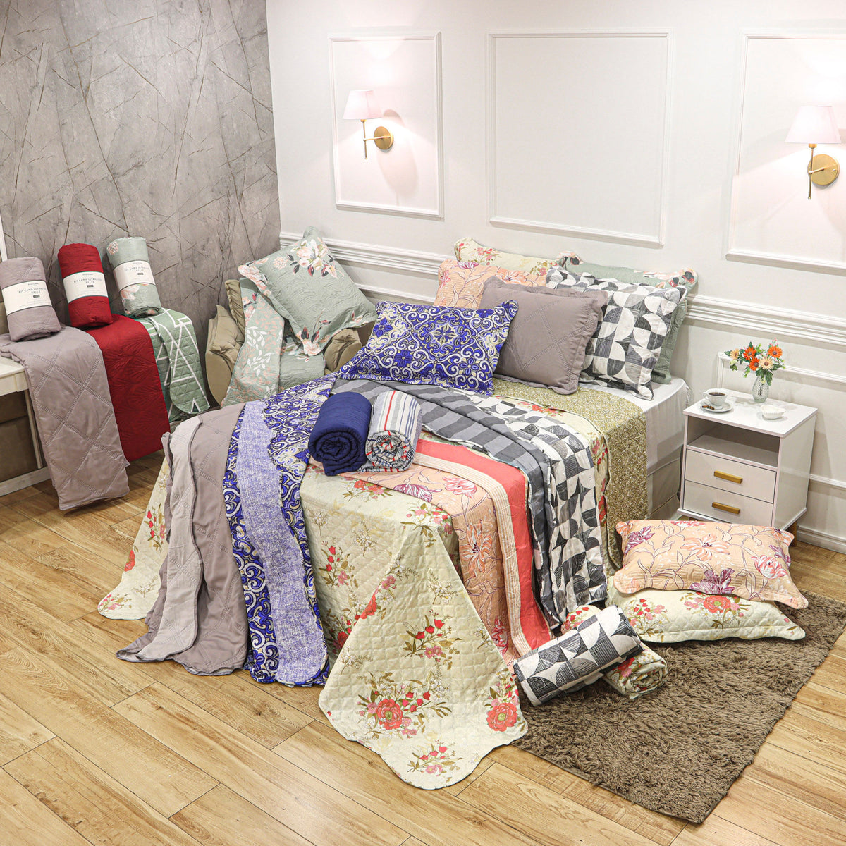 KIT CAMA QUEEN ULTRA LISSE BELLE - AZUL EST