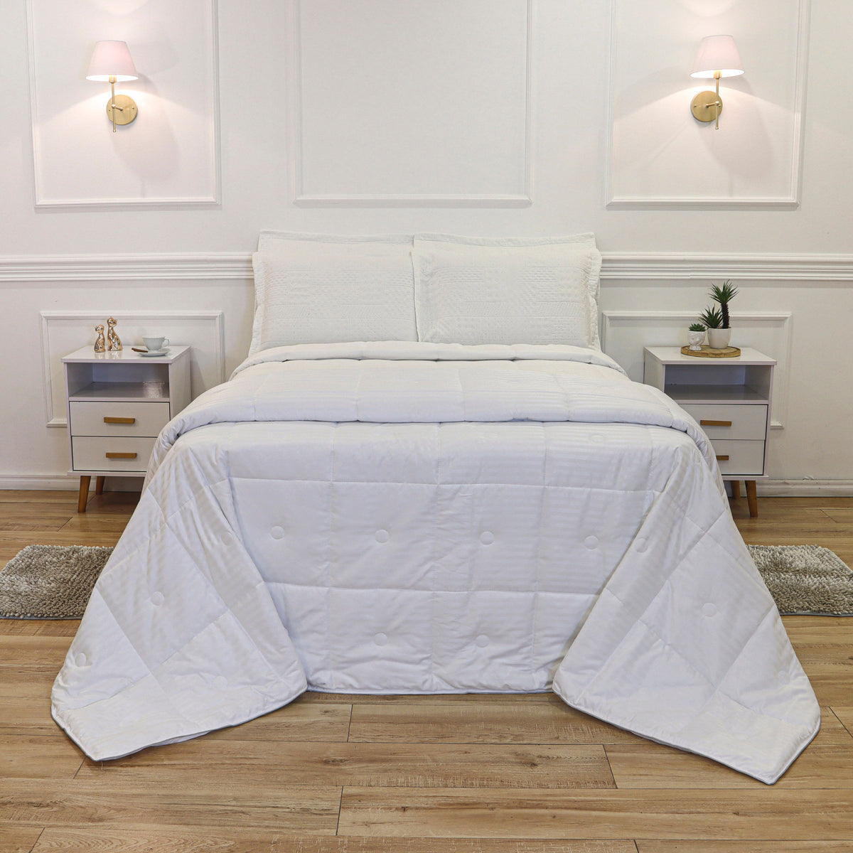 EDREDOM KING HOTEL JACQUARD - BRANCO