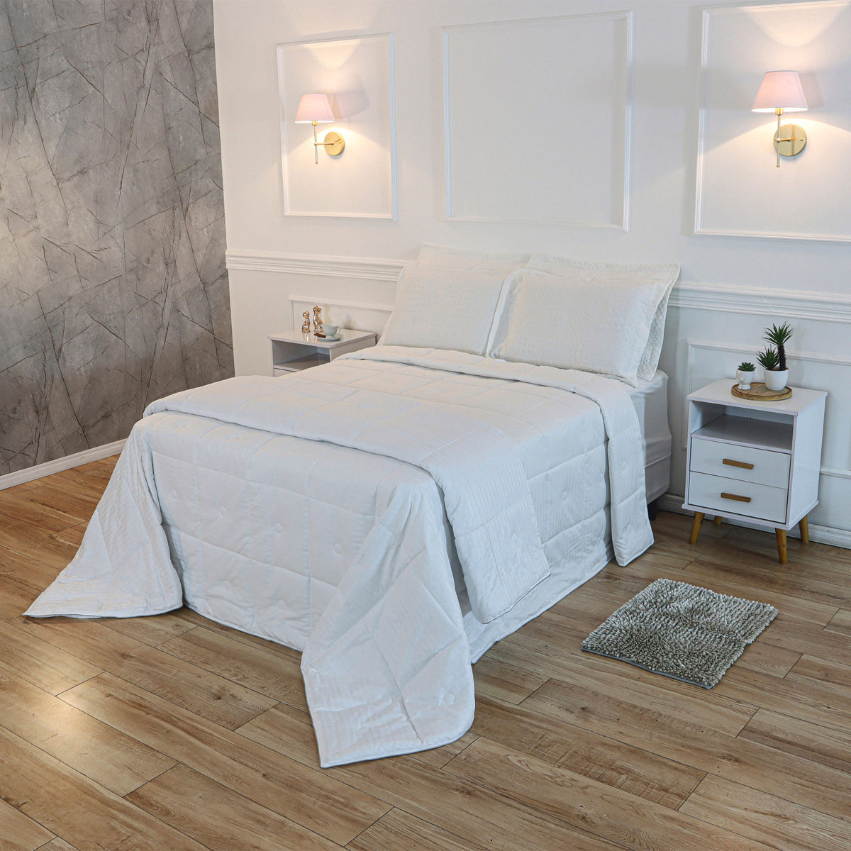 EDREDOM KING HOTEL JACQUARD - BRANCO
