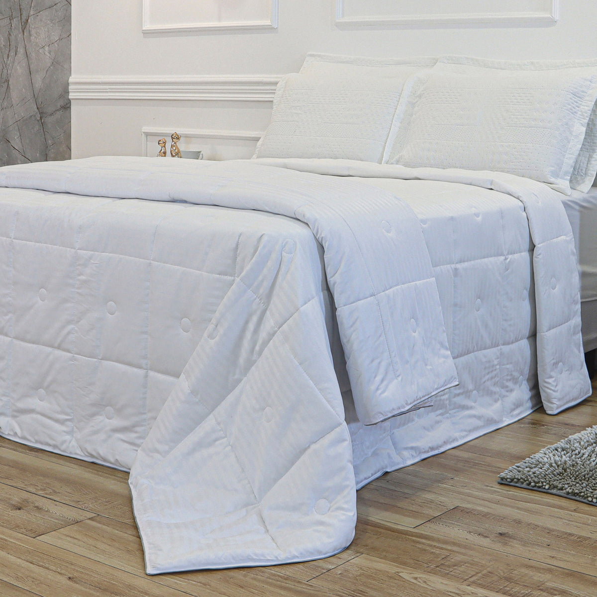 EDREDOM CASAL HOTEL JACQUARD - BRANCO