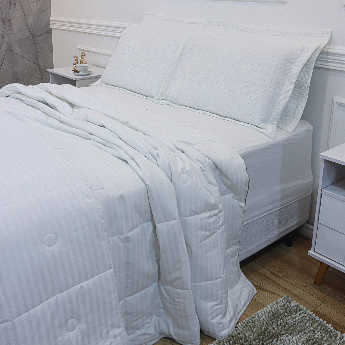 EDREDOM KING HOTEL JACQUARD - BRANCO