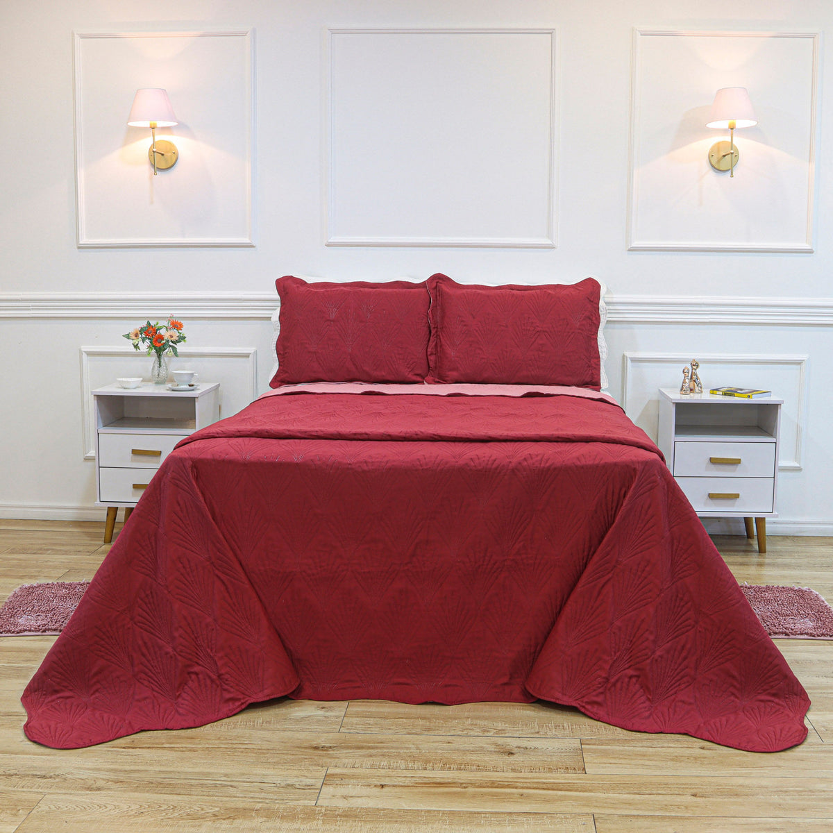 KIT CAMA SOLTEIRO ULTRA LISSE BELLE - ROSE LISO 19-1655/16-1617