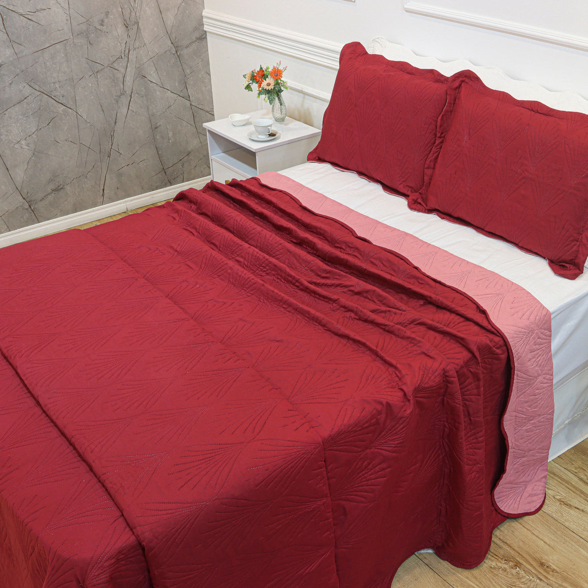 KIT CAMA SOLTEIRO ULTRA LISSE BELLE - ROSE LISO 19-1655/16-1617