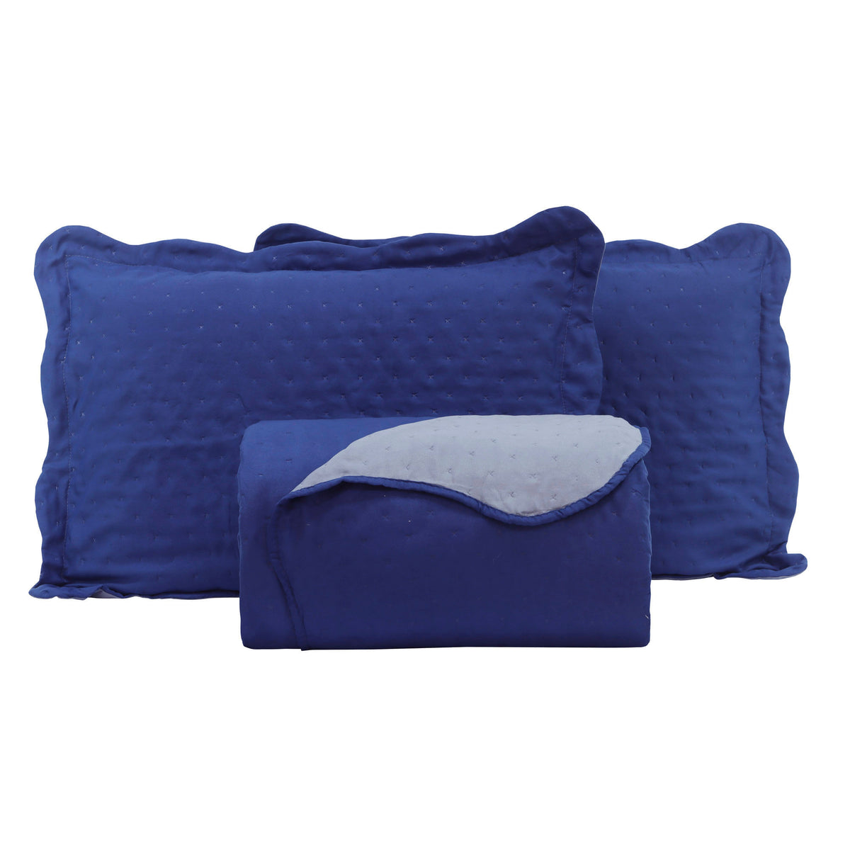 KIT CAMA CASAL ULTRA LISSE BELLE - AZUL LISO 19-4035/16-4010