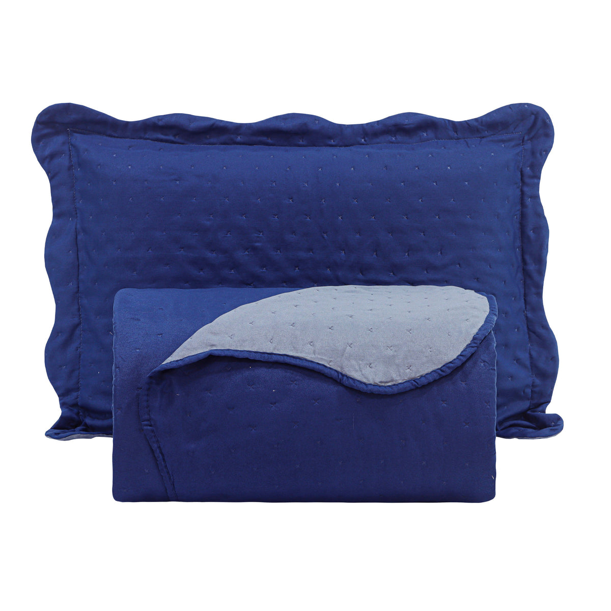 KIT CAMA SOLTEIRO ULTRA LISSE BELLE - AZUL LISO 19-4035/16-4010