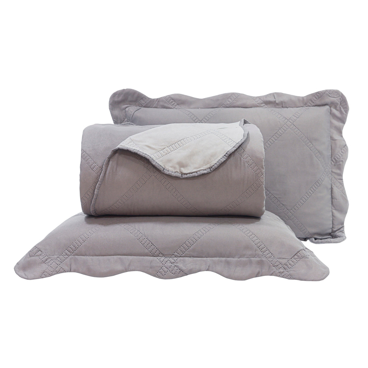 KIT CAMA CASAL ULTRA LISSE BELLE - CINZA LISO 16-3801/14-4002