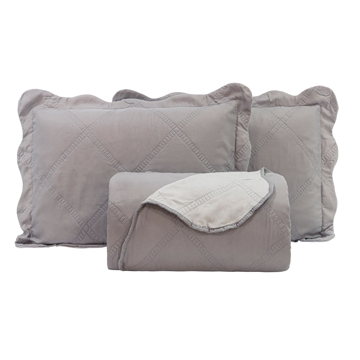KIT CAMA CASAL ULTRA LISSE BELLE - CINZA LISO 16-3801/14-4002