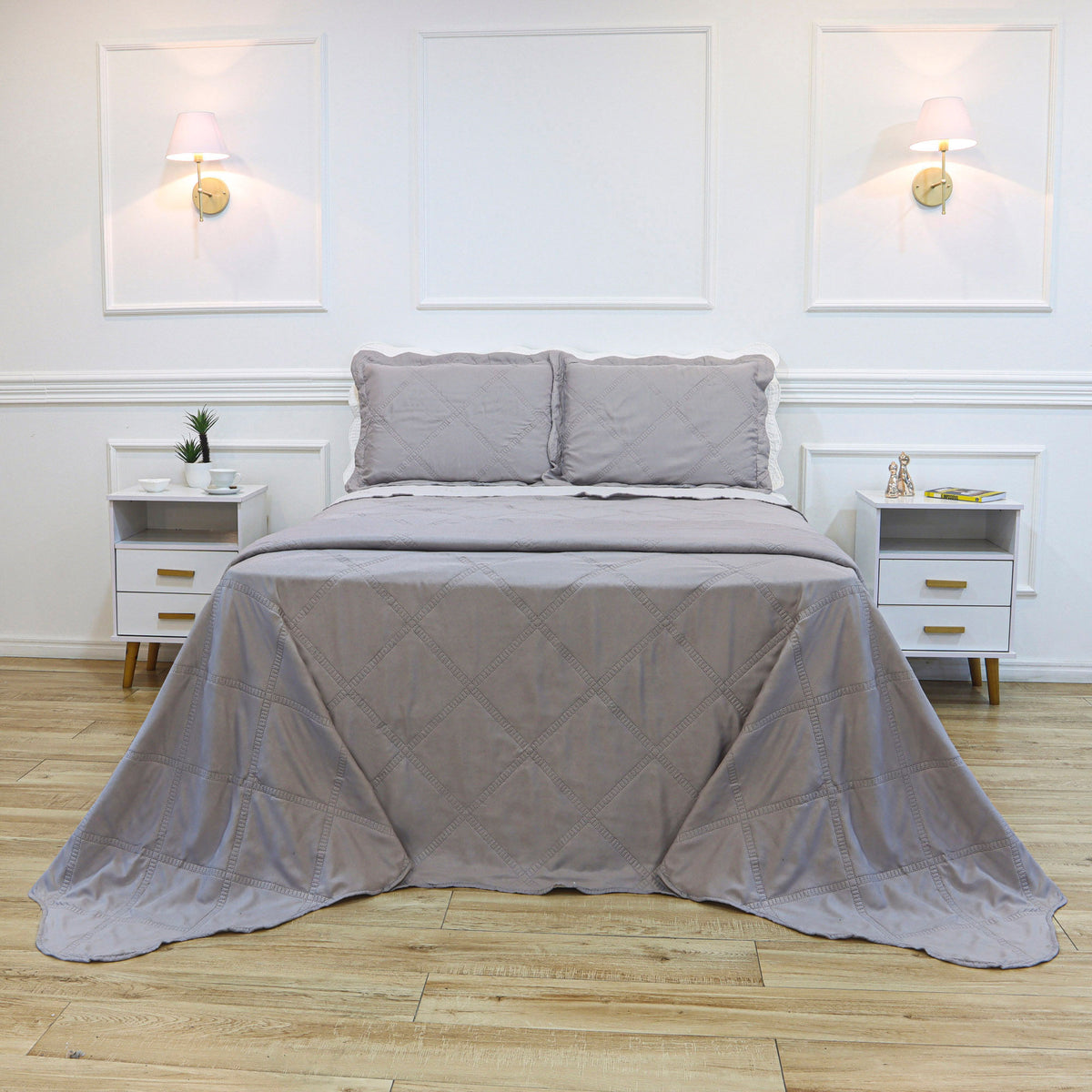 KIT CAMA SOLTEIRO ULTRA LISSE BELLE - CINZA LISO 16-3801/14-4002