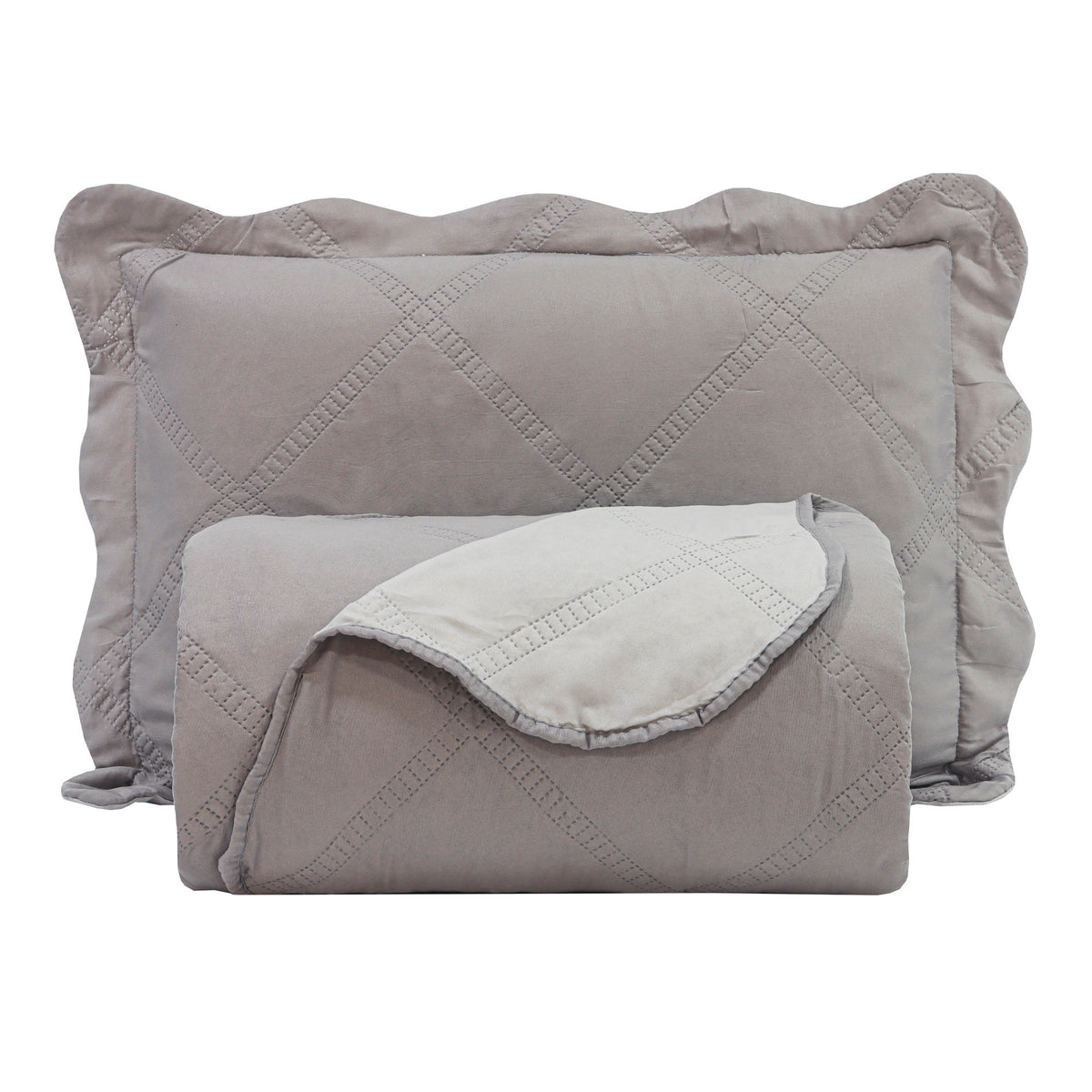 KIT CAMA SOLTEIRO ULTRA LISSE BELLE - CINZA LISO 16-3801/14-4002