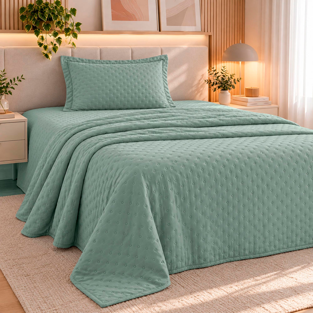 KIT CAMA SOLTEIRO  DELICATO - VERDE 16-5304