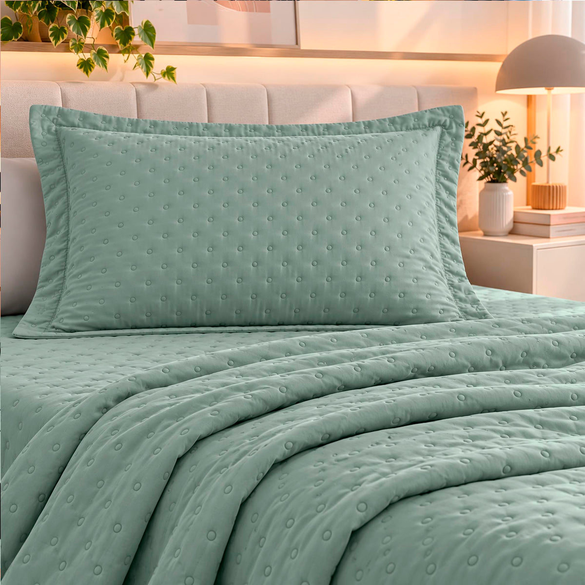 KIT CAMA SOLTEIRO  DELICATO - VERDE 16-5304