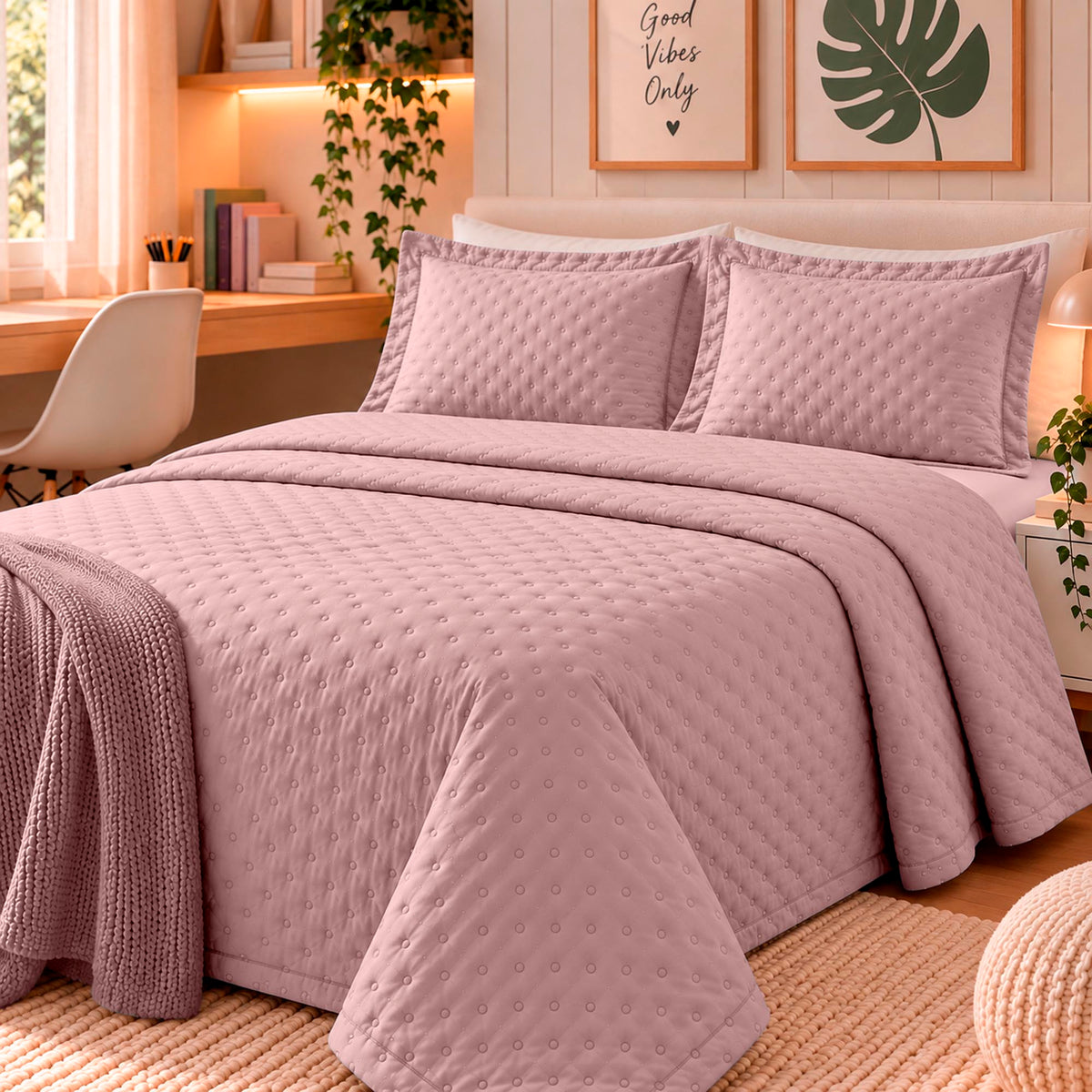 KIT CAMA QUEEN DELICATO - ROSA 15-1906