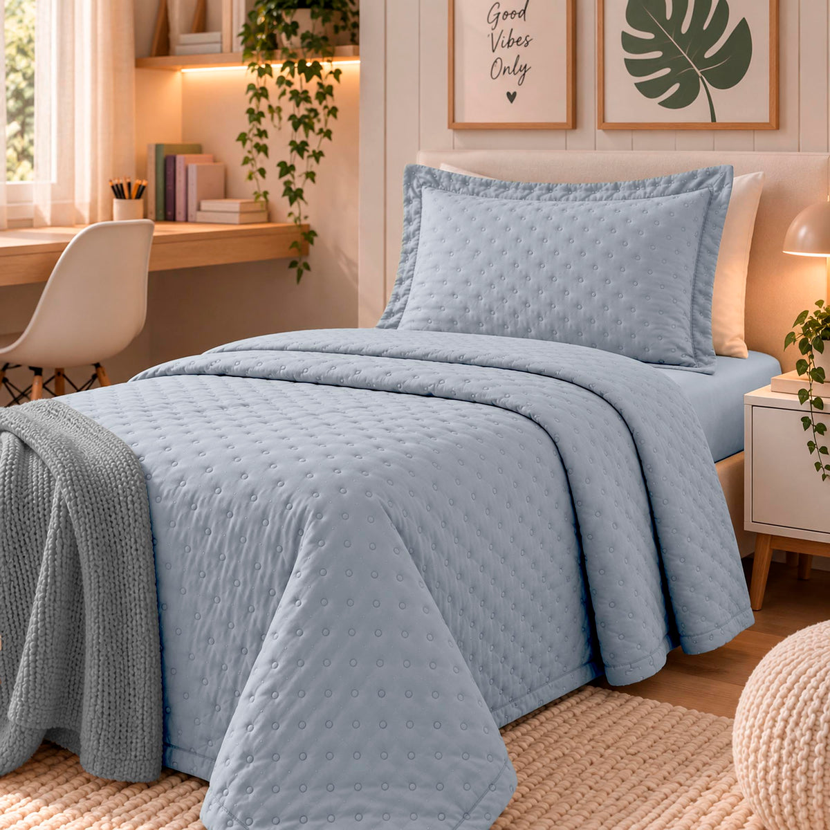 KIT CAMA SOLTEIRO DELICATO TEEN - AZUL 13-4103