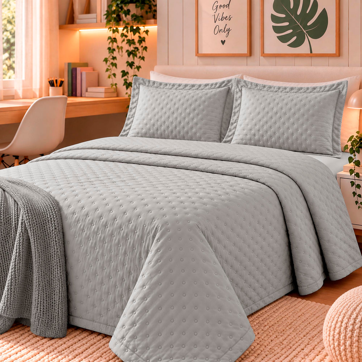 KIT CAMA  KING  DELICATO - CINZA 14-4107