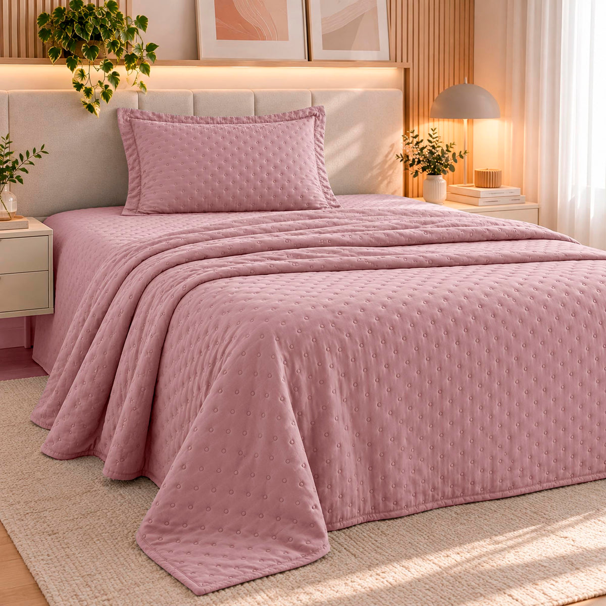 KIT CAMA SOLTEIRO  DELICATO - ROSA 15-1906