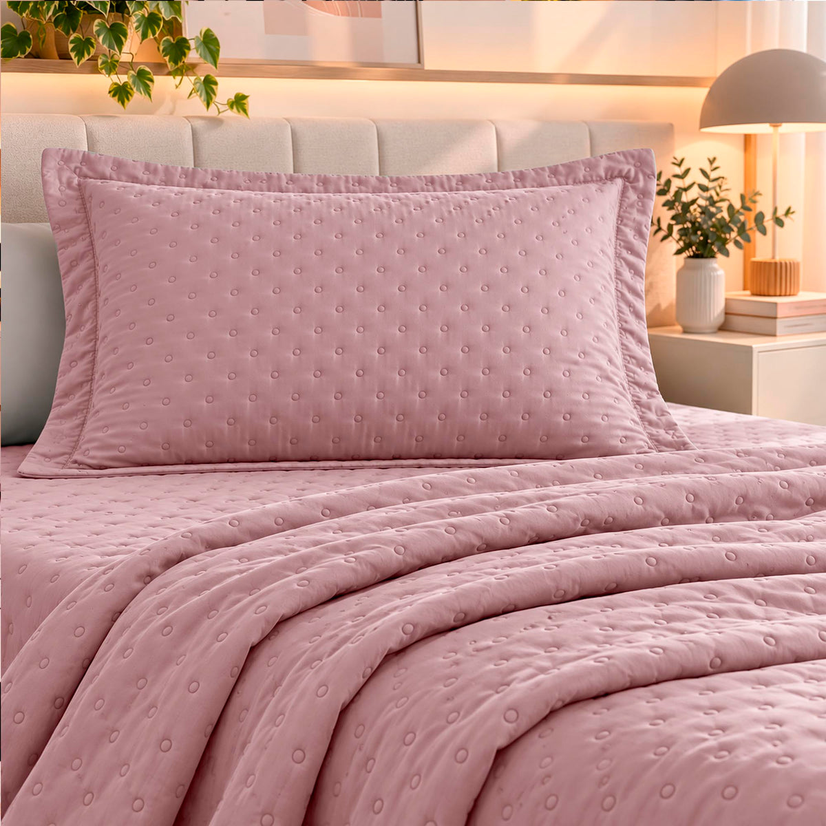 KIT CAMA SOLTEIRO  DELICATO - ROSA 15-1906