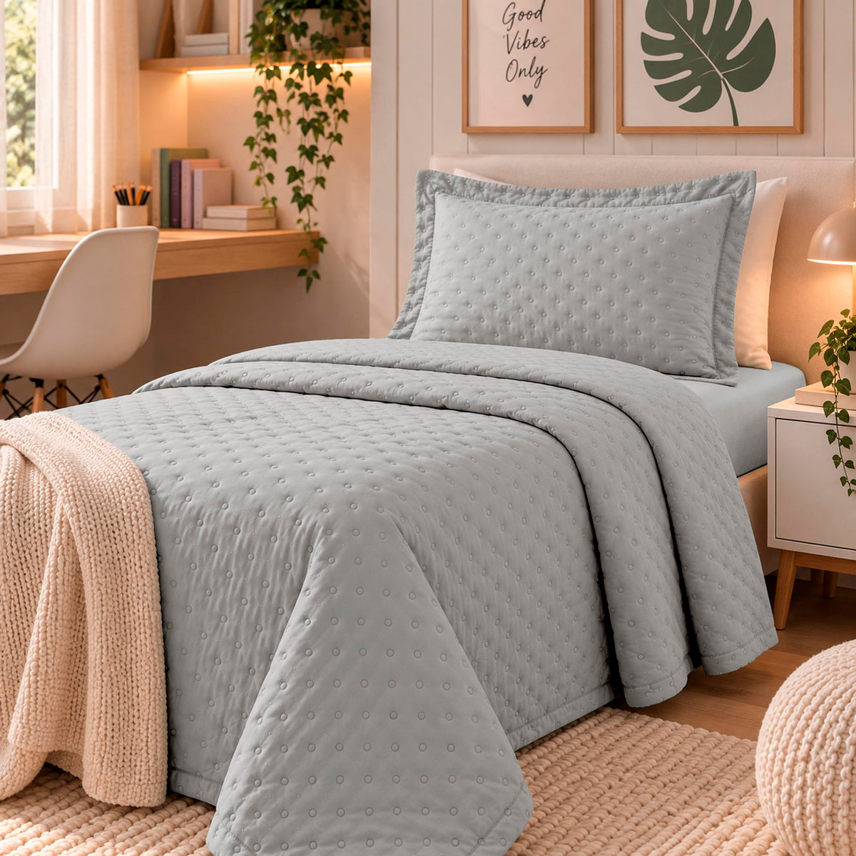 KIT CAMA SOLTEIRO DELICATO TEEN - CINZA 14-4102