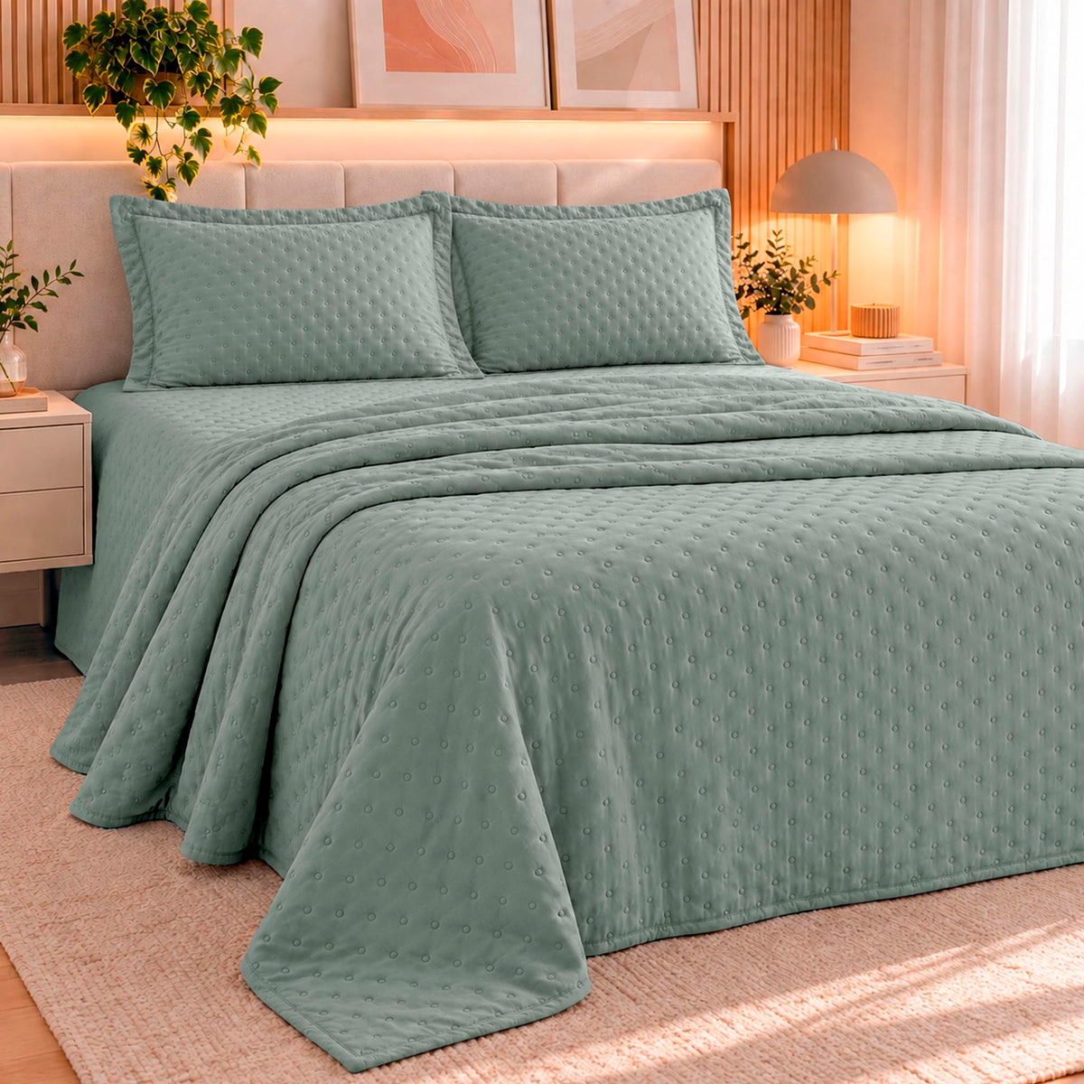 KIT CAMA CASAL DELICATO - VERDE 16-5304