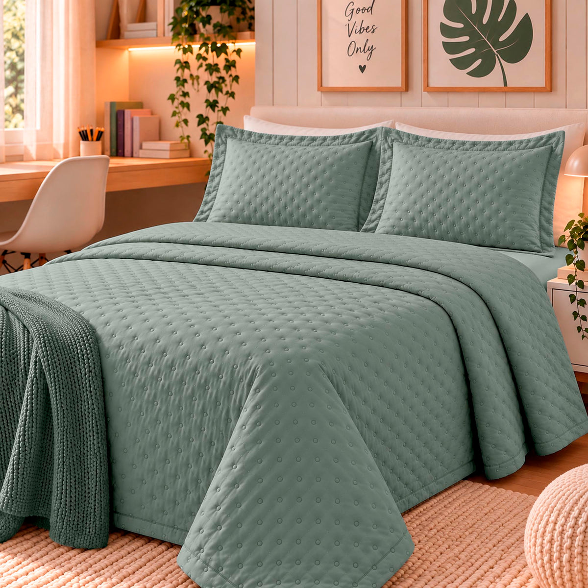KIT CAMA CASAL DELICATO - VERDE 16-5304